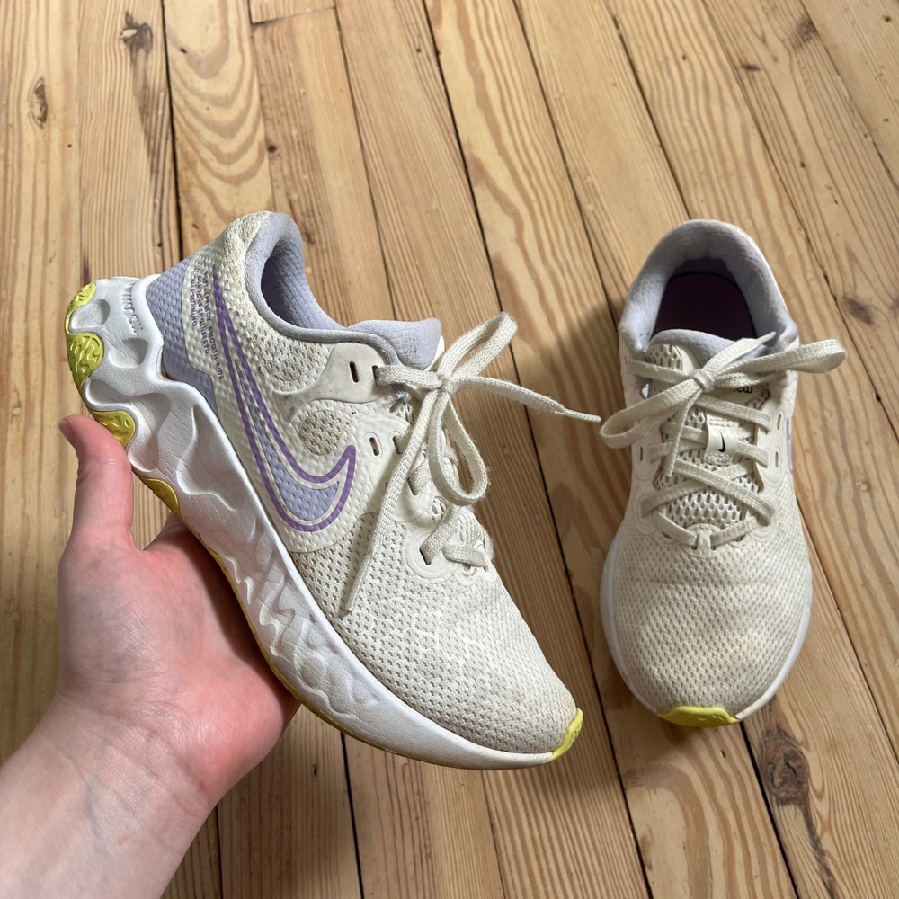 Nike Renew Ride 2 Womens Running Shoes Sail Purple Lime CU3508-100 Size 6 casual